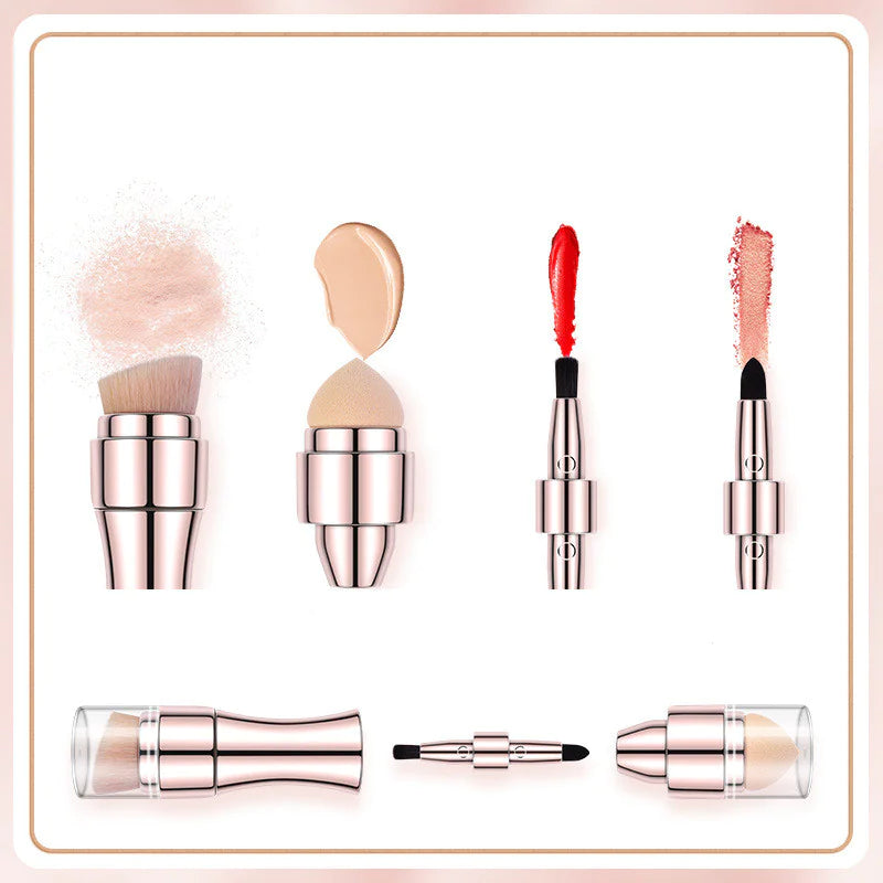 Retractable Metallic Four-in-one Multifunctional Makeup Brush WEM Support (www.WEM.support)