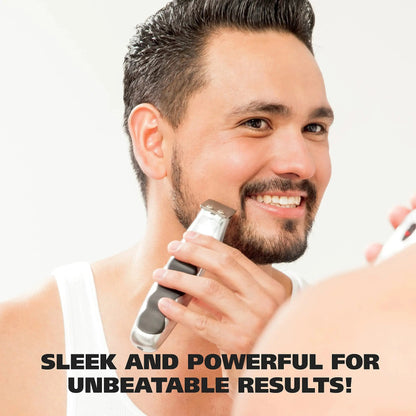 Wahl Groomsman Battery Operated Facial Hair Trimmer for Beard & Mustache Trimming Including Light Detailing and Body Grooming – Model 9906-717V Silver My Store