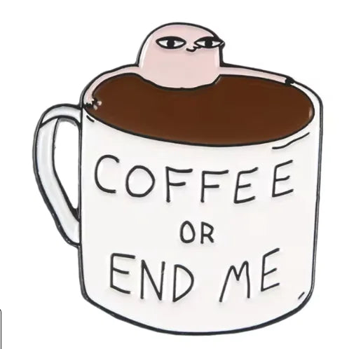 Cat & Coffee Enamel Pin Set WEM Support (www.WEM.support)