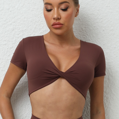 Slim-Fit V-Neck Yoga Tee – Stylish & Sporty Activewear HejK.com