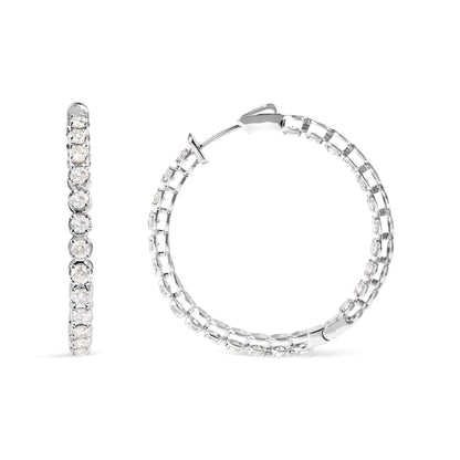 14K White Gold 7.0 Cttw Diamond 1-¾ Inside Out Hinged Leverback Hoop Earrings (I-J Color, I2-I3 Clarity) WEM Support (www.WEM.support)
