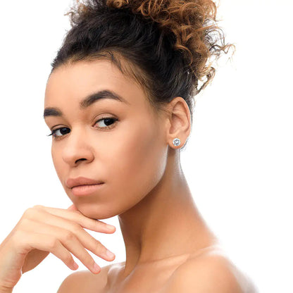 Brinco Solitário em Ouro Amarelo 14K com Diamante de 6 Garras (3/8 cttw, Cor I-J, Clareza I2-I3) WEM Support (www.WEM.support)