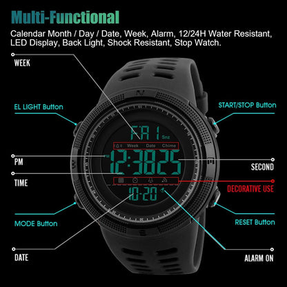 SKMEI Men's Digital Army Military Sport Quartz Analog Chrono Waterproof Watch US WEM Support (www.WEM.support)