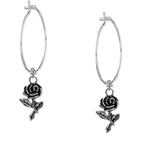 Dainty Rose Hoop Earings WEM Support (www.WEM.support)