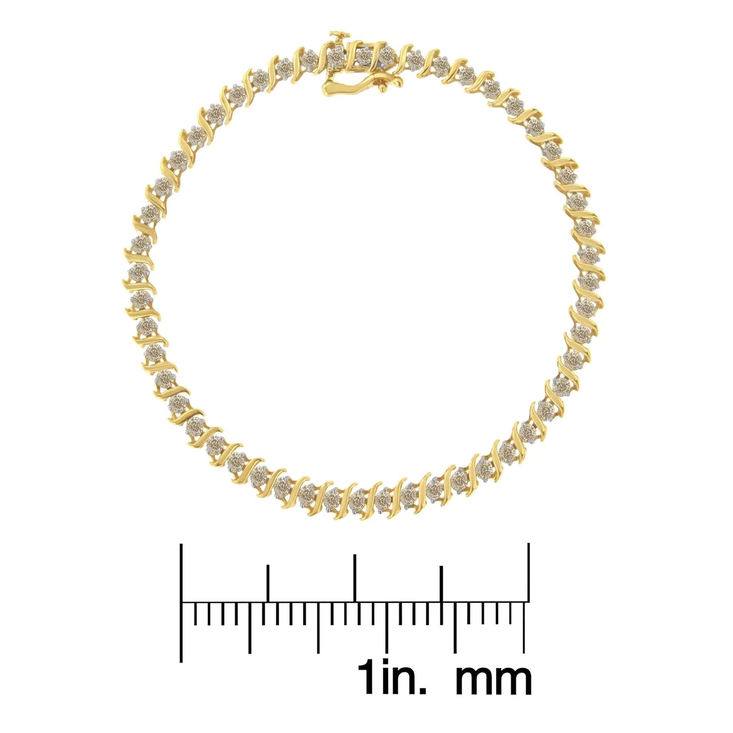 2Micron 10KT Yellow Gold Plated Sterling Silver Diamond S-Link Bracelet (2 cttw, J-K Color, I2-I3 Clarity) WEM Support (www.WEM.support)