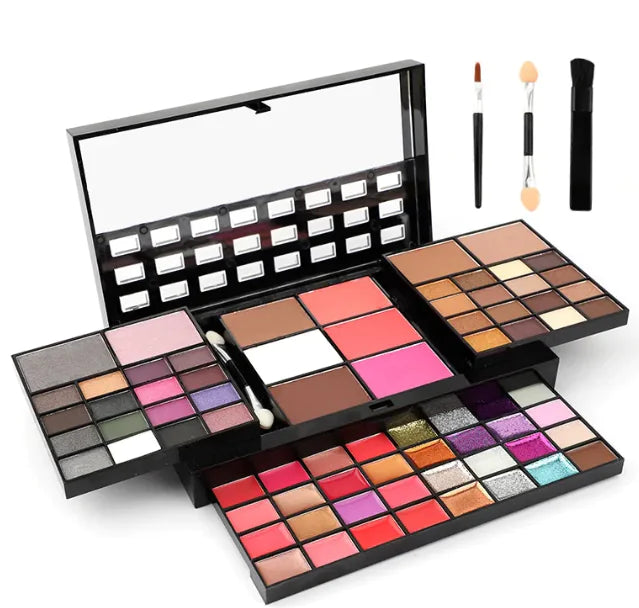 74-Color Makeup Set: Lip Gloss, Blush, Eyeshadow & Highlight Palette WEM Support (www.WEM.support)