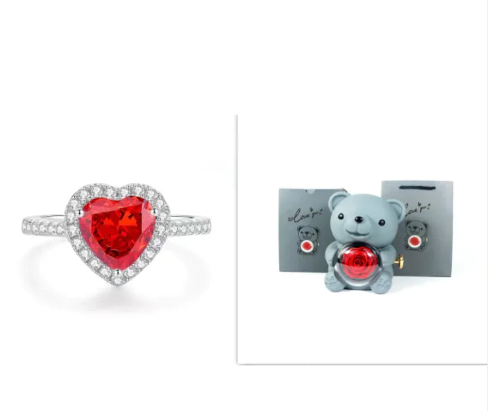 Eternal Rose Teddy Bear Gift Box with Necklace