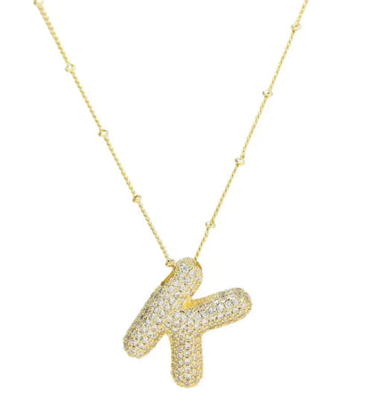 Brass Zircon Letter Necklace WEM Support (www.WEM.support)