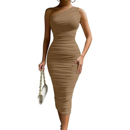 Slim-Fit One Shoulder Dress