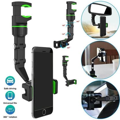 360° Car Rearview Mirror Rotation Adjustable Phone Holder Mount Multifunction WEM Support (www.WEM.support)