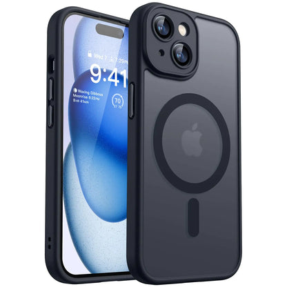 CANSHN Magnetic for iPhone 15 Pro Case Clear, Upgraded [Full Camera Protection] [Compatible with Magsafe] Non-Yellowing Protective Shockproof Bumper Phone Case 6.1 inch - Clear