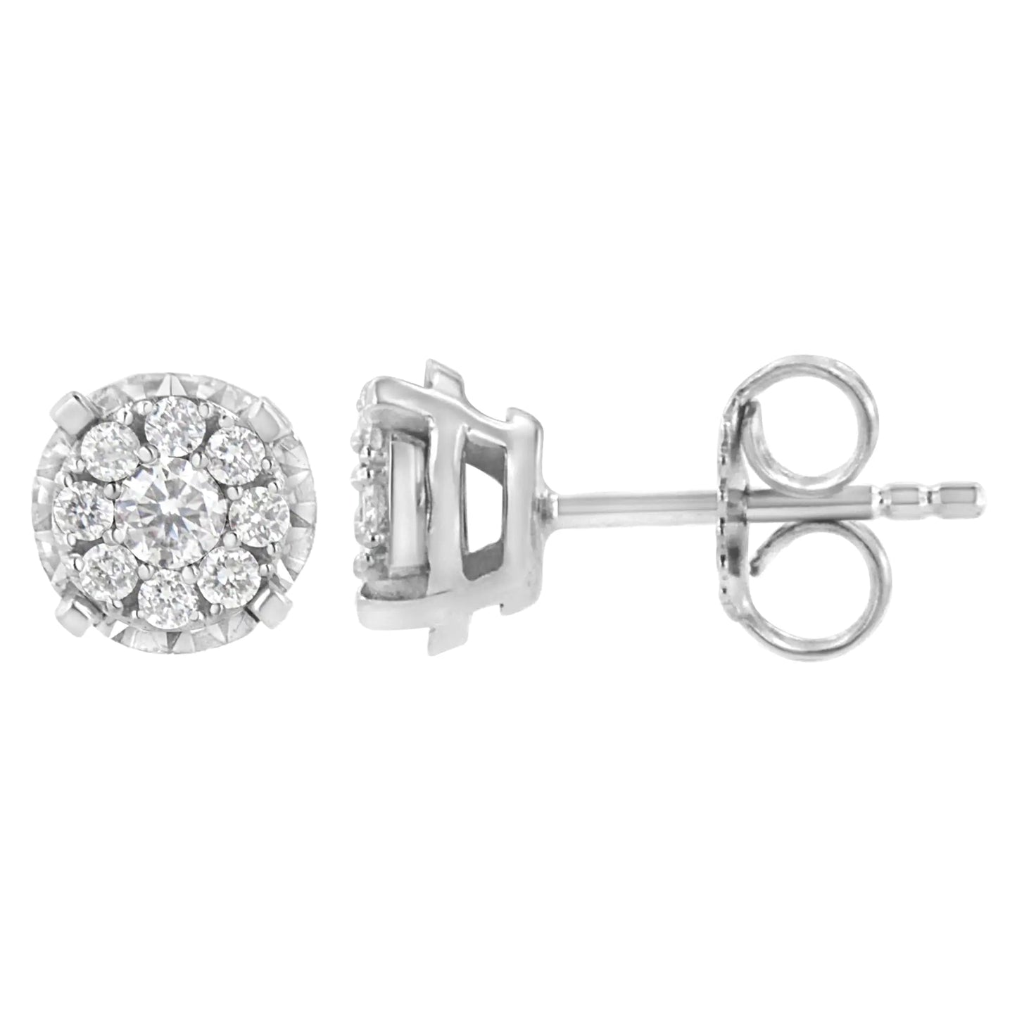 Boucles d'oreilles en argent sterling .925 avec 1/2 carat de diamants de synthèse composite (Couleur F-G, Clarté VS2-SI1) WEM Support (www.WEM.support)