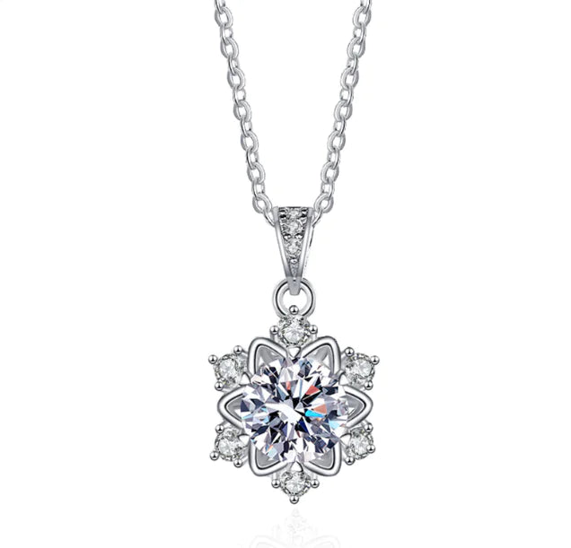 S925 Sterling Silver Snowflake Pendant Necklace