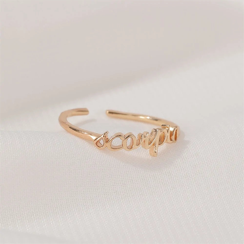 Thin Open Gold Zodiac Rings WEM Support (www.WEM.support)