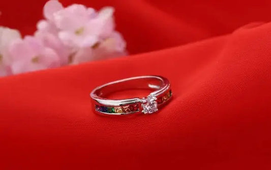 Colorful Cubic Zirconia Women Engagement Ring WEM Support (www.WEM.support)