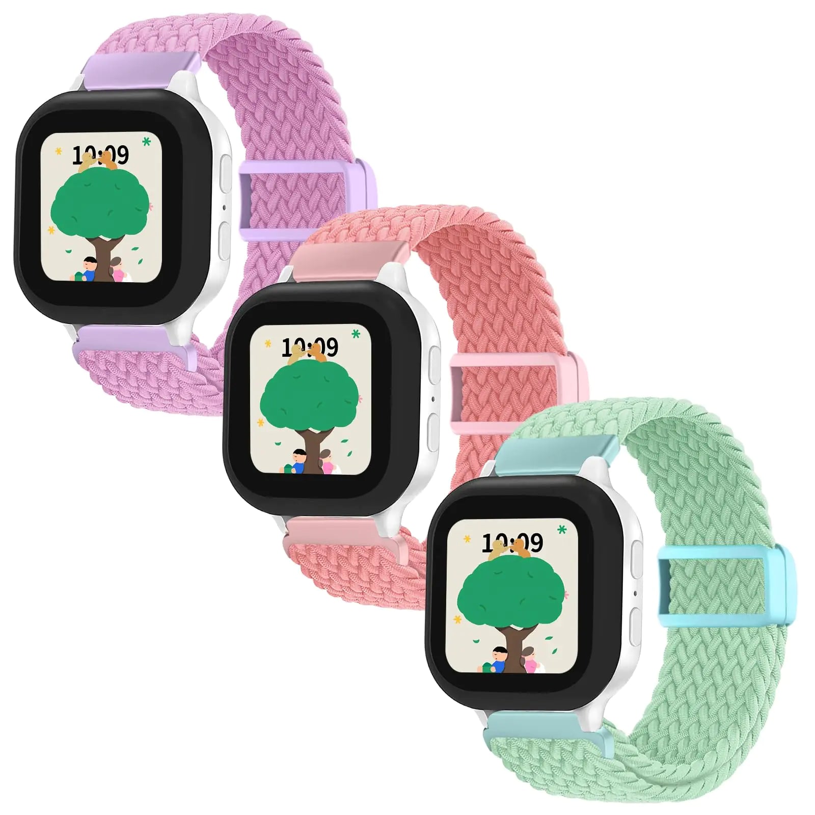 SimpleThings Braided Bands Compatible with Gabb Watch 3e 3 2 1/Gizmo Watch 3 2 1/SyncUP Kids Watch & Cosmo JrTrack 3/2 SE/2/JrTrack, 3Pack Solo Loop Stretchy Bands with Adjustable Easy Buckle for Kids Boys Girls HejK.com
