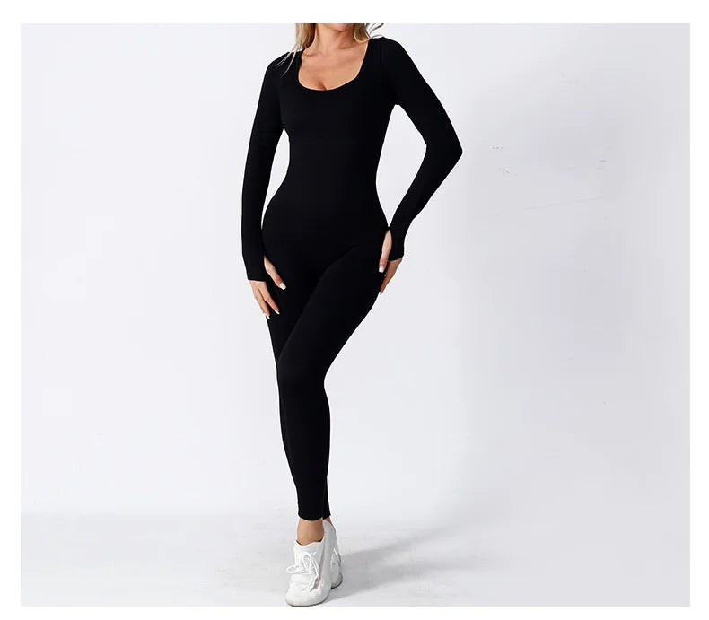 Seamless Yoga Jumpsuit Long Sleeve WEM Support (www.WEM.support)
