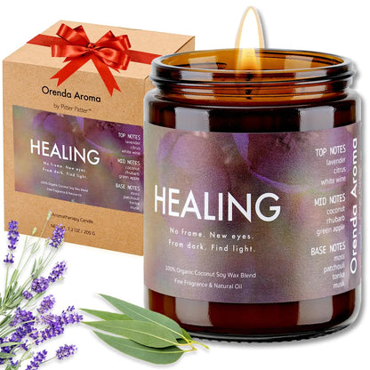 Soy Wax Lavender & Eucalyptus Aromatherapy Candle | 50 Hour Clean Burn HejK.com Marketplace LLC