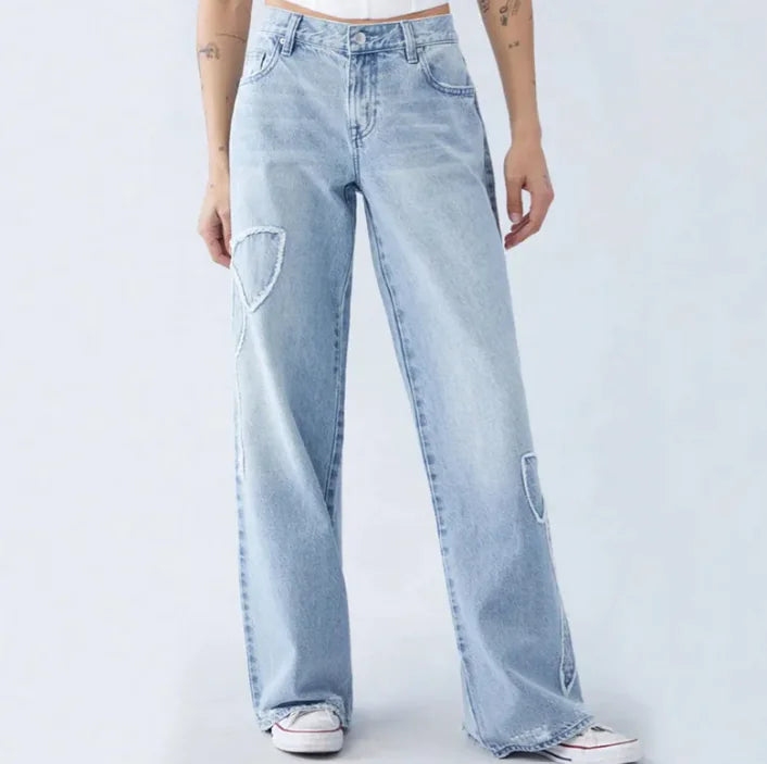 Embroidered Side Frayed Butterfly Trousers WEM Support (www.WEM.support)