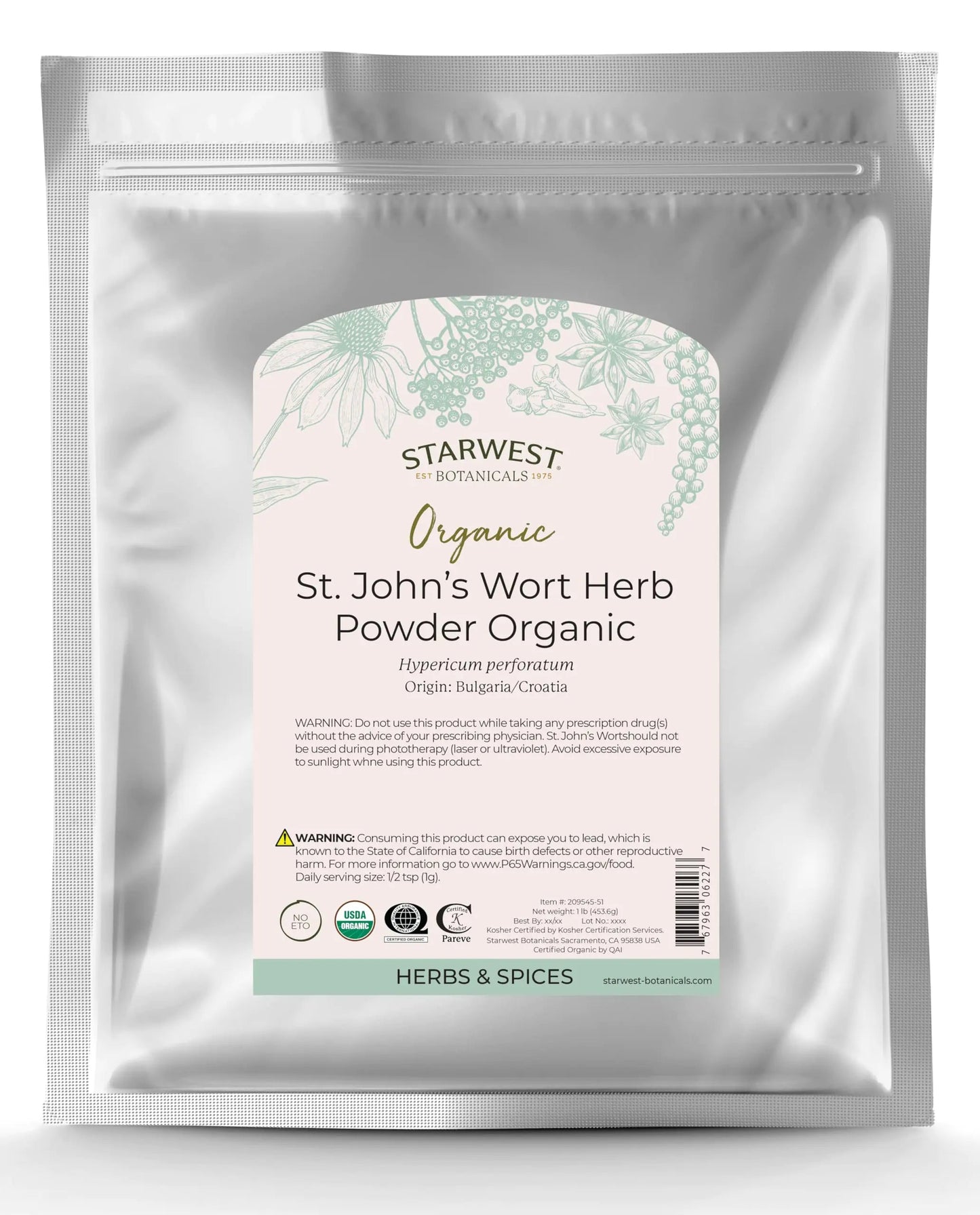 Starwest Botanicals Organic St. Johns Wort Herb Powder 1 Pound HejK.com Marketplace LLC