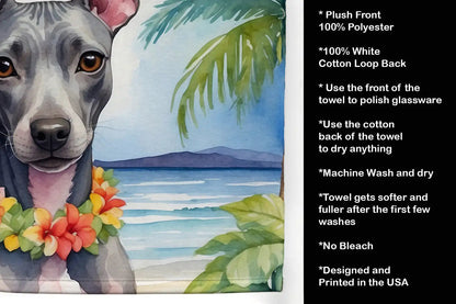 American Hairless Terrier Luau Kitchen Towel WEM Support (www.WEM.support)