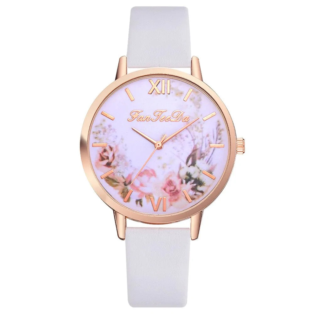 Tan Strap Floral Bee Watch WEM Support (www.WEM.support)