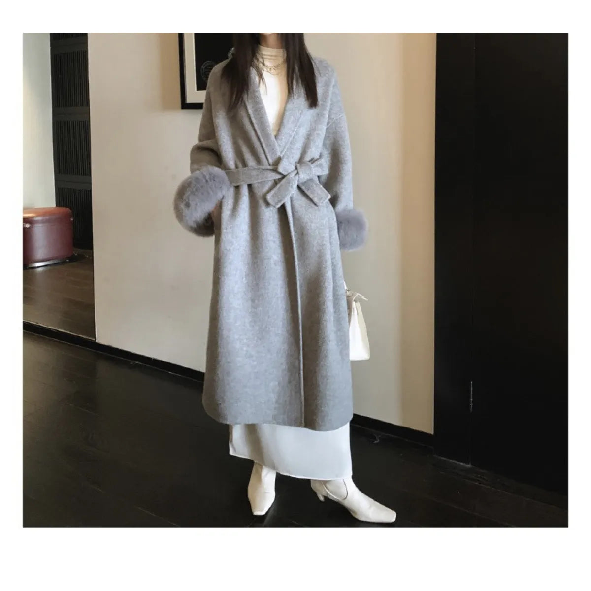 Fox Fur Elegant Double-sided Cashmere Coat WEM Support (www.WEM.support)