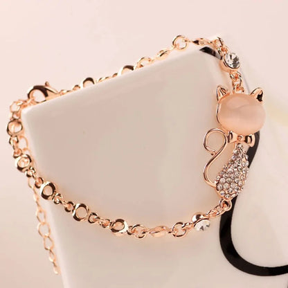 Rose Gold Alloy Lovely Cat Bracelets WEM Support (www.WEM.support)