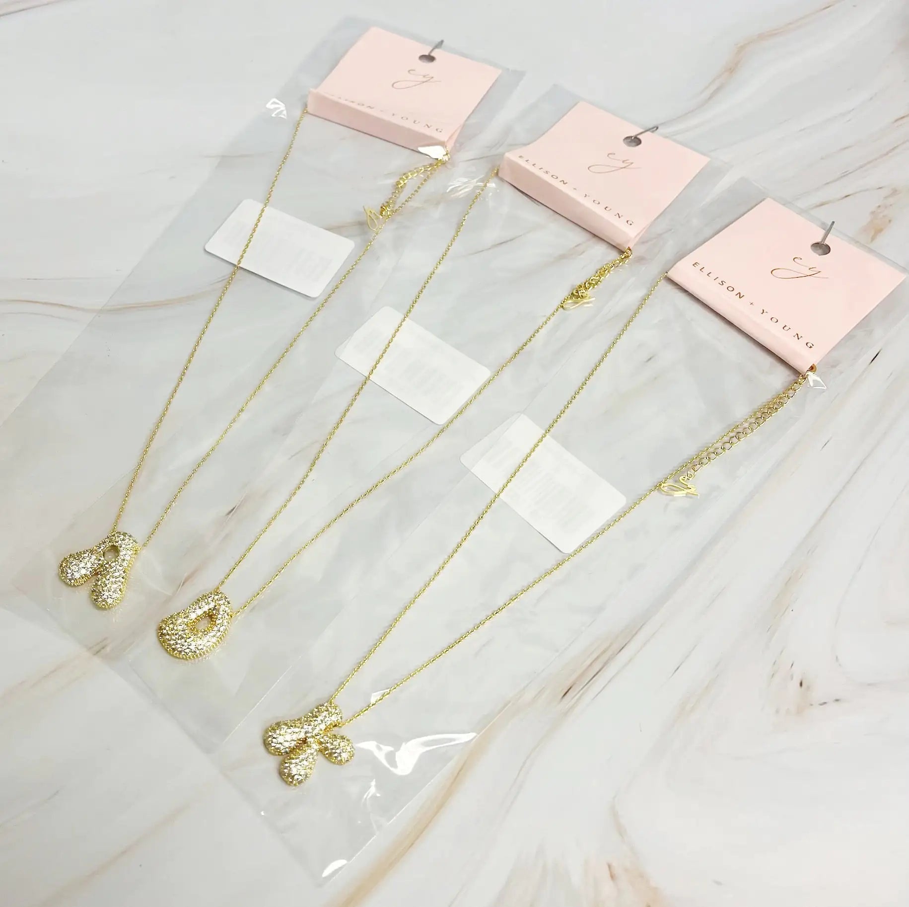 Crystal Bubble Initial Necklace WEM Support (www.WEM.support)