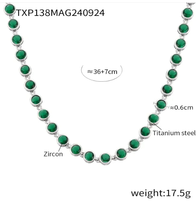 Titanium Steel Zircon Color Mix Bracelet & Necklace Set WEM Support (www.WEM.support)