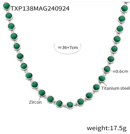 Titanium Steel Zircon Color Mix Bracelet & Necklace Set WEM Support (www.WEM.support)