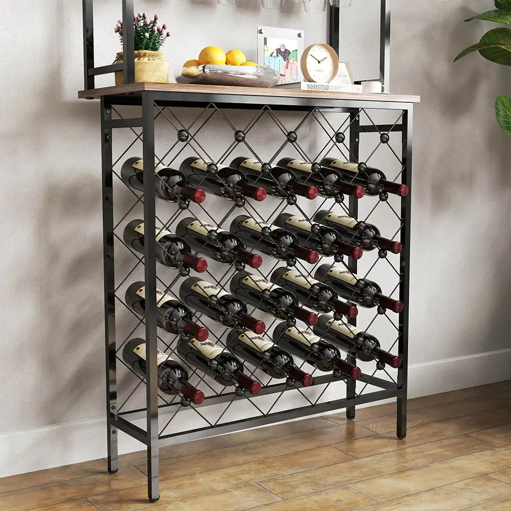 Tall Wine Holder Stand With Wine Glass Holder WEM Support (www.WEM.support)