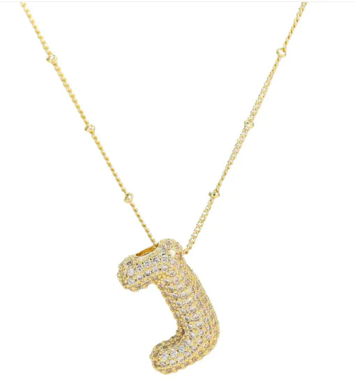 Brass Zircon Letter Necklace WEM Support (www.WEM.support)