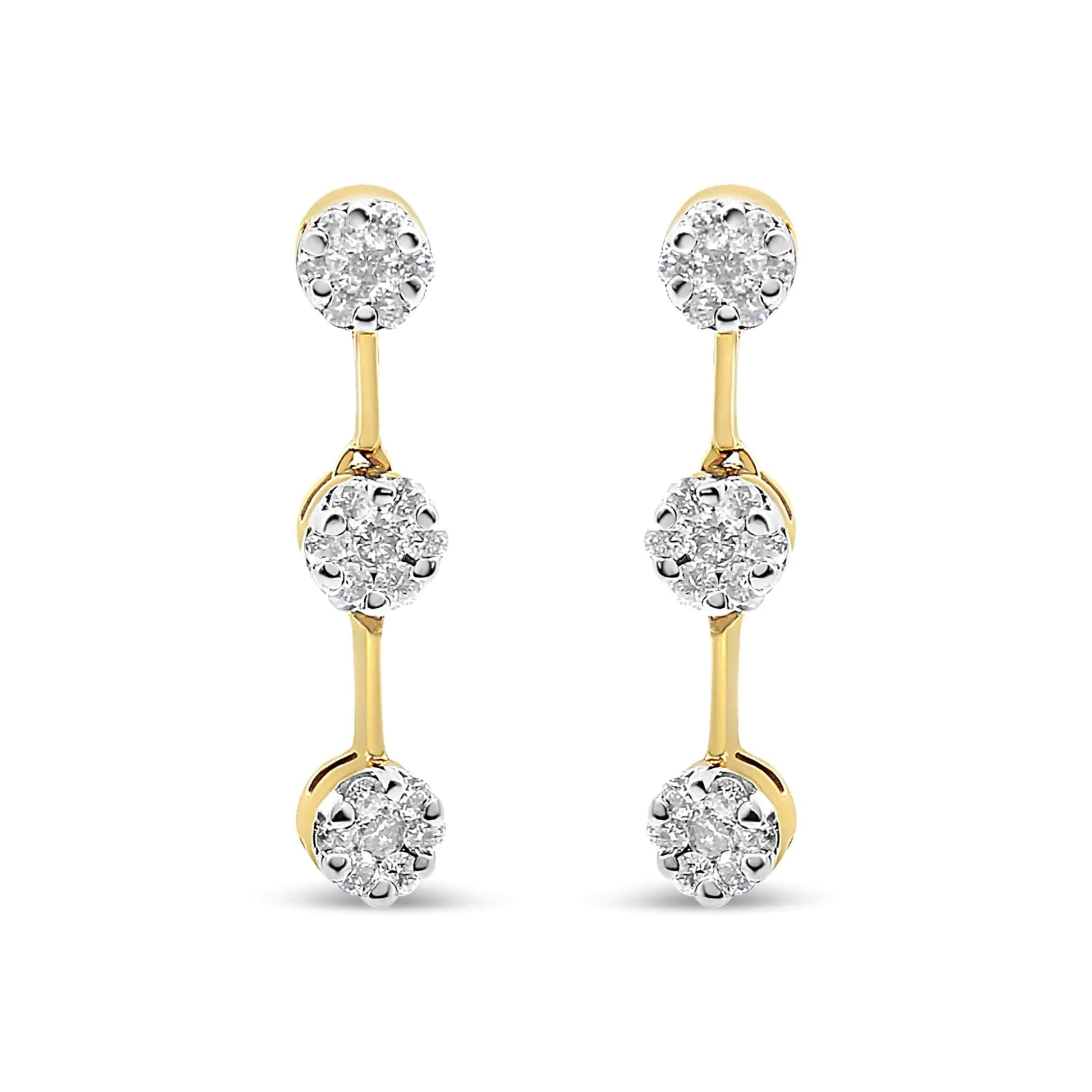 14K Yellow Gold Round Diamond Earrings (1.05 cttw, H-I Color, SI1-SI2 Clarity) WEM Support (www.WEM.support)