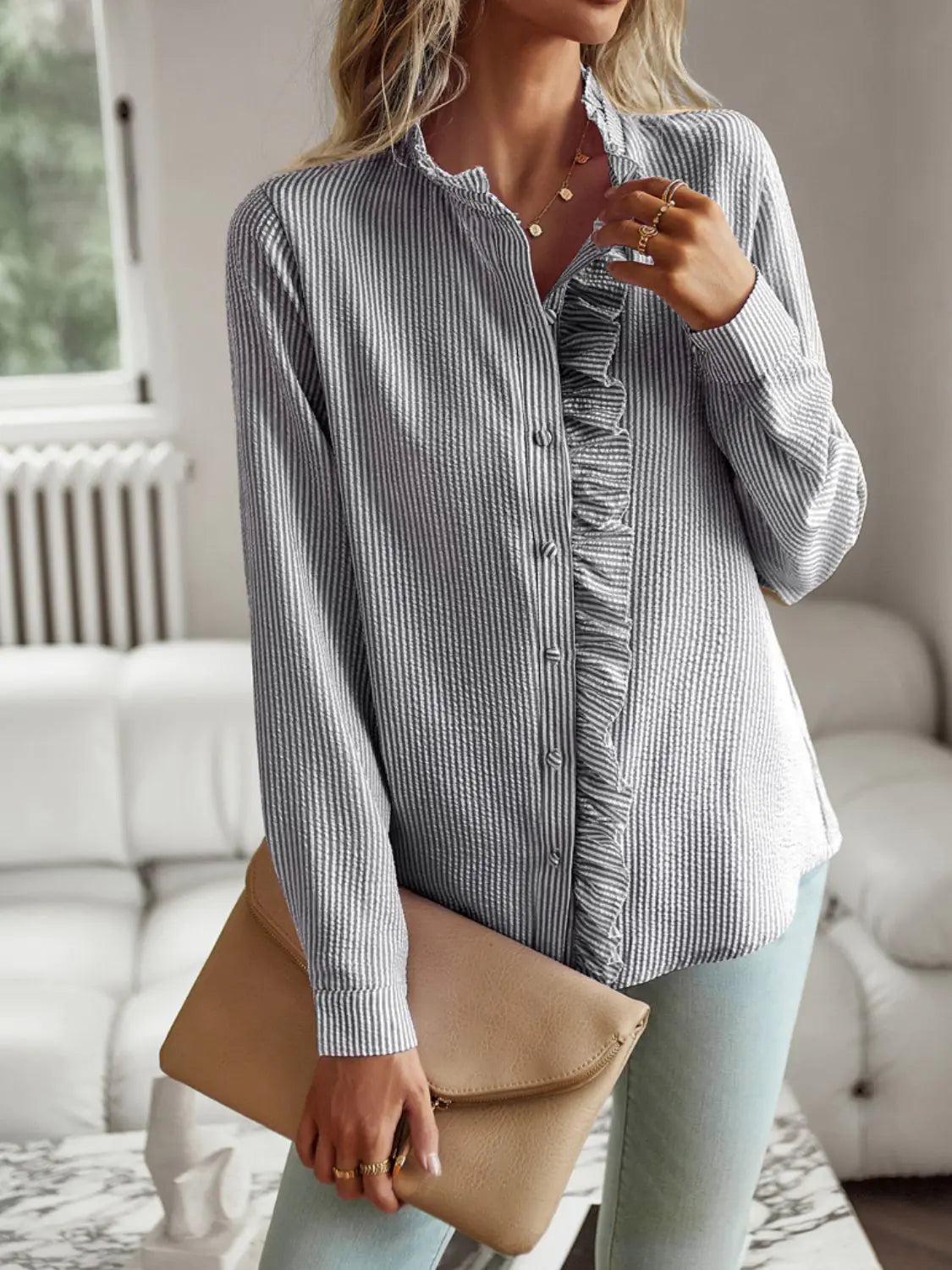 Nat Ruffle Trim Shirt- WEM Support (www.WEM.support)