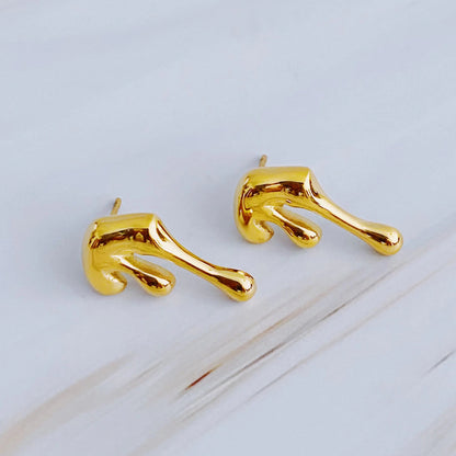 Draping Gold Molten Stud Earrings WEM Support (www.WEM.support)