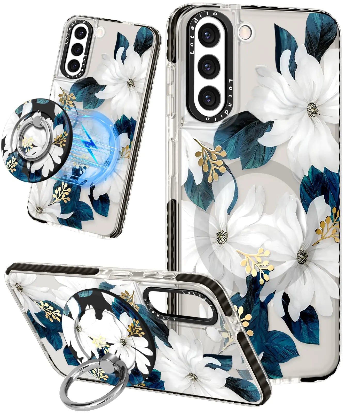 Cute Case for Samsung Galaxy S21 for Women Girls - Funny Design Compatible with Magsafe Magnetic Ring Holder Kickstand Art Constellation Fashion Pattern TPU Phone Covers