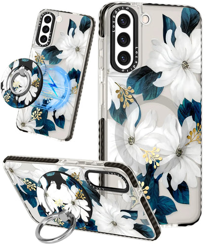 Cute Case for Samsung Galaxy S21 for Women Girls - Funny Design Compatible with Magsafe Magnetic Ring Holder Kickstand Art Constellation Fashion Pattern TPU Phone Covers