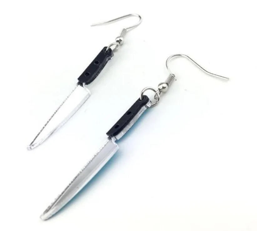 Silver Knife Earrings WEM Support (www.WEM.support)