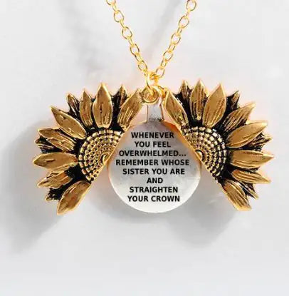 Sunflower Double-layer Lettering Necklace WEM Support (www.WEM.support)