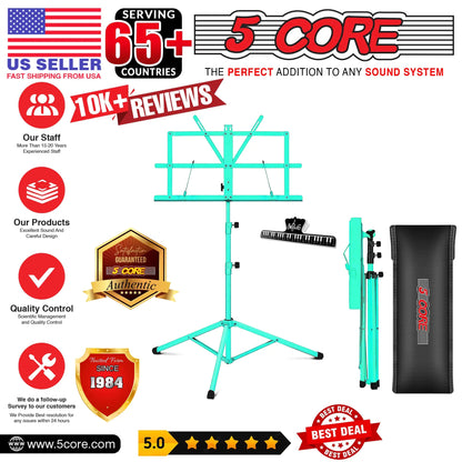 5Core Music Stand For Sheet Music Portable Tripod Adjustable Folding Note Holder GREEN WEM Support (www.WEM.support)