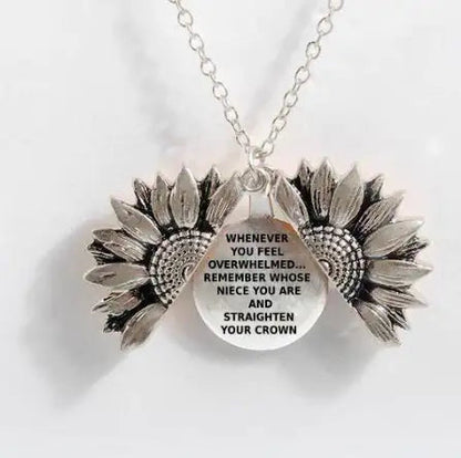 Sunflower Double-layer Lettering Necklace WEM Support (www.WEM.support)