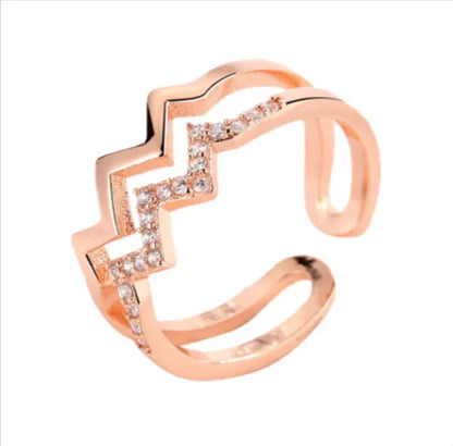 Adjustable Copper Heart Diamond Ring
