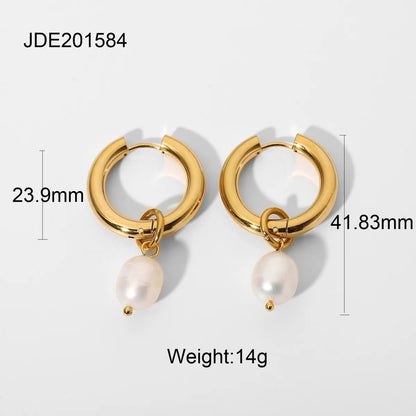 Fashionable Stainless Steel Pearl Earrings HejK.com