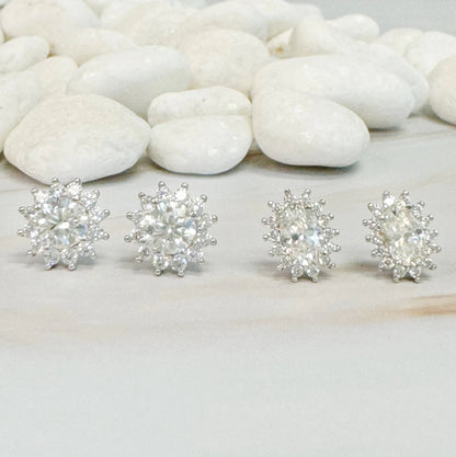 Flower Shape Moissanite Stud Earrings WEM Support (www.WEM.support)