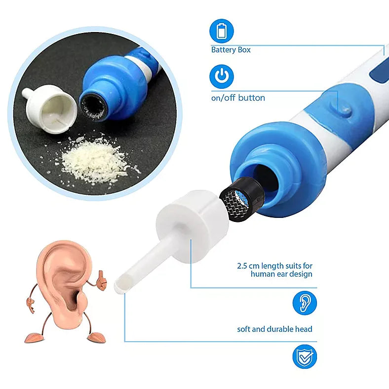 Safety Electric Cordless Vacuum Ear Cleaner Wax Remover Painless Cleaning Tool WEM Support (www.WEM.support)