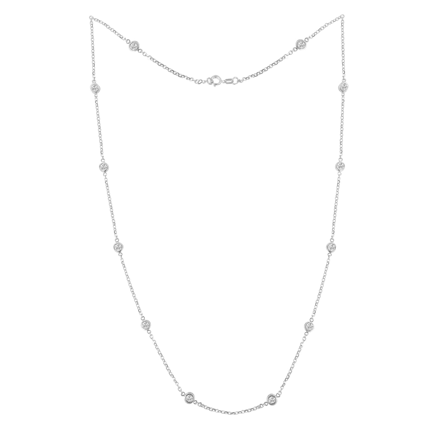 Sterling Silver Bezel-Set Diamond Station Necklace (1 cttw, J-K Color, I1-I2 Clarity) WEM Support (www.WEM.support)