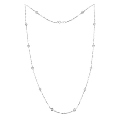 Sterling Silver Bezel-Set Diamond Station Necklace (1 cttw, J-K Color, I1-I2 Clarity) WEM Support (www.WEM.support)