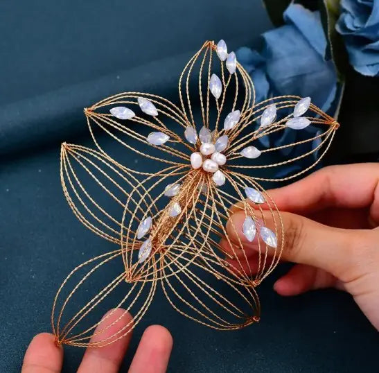 Bridal Headdress Hollow Leaf Hair Comb HejK.com