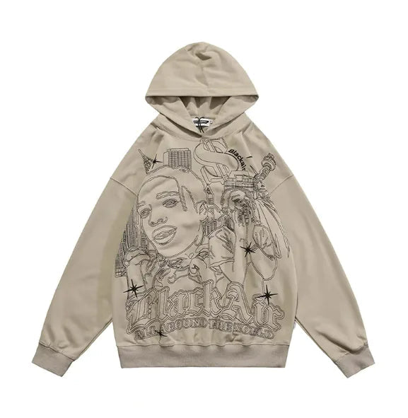 American Graffiti Print Hooded Sweater for Men WEM Support (www.WEM.support)